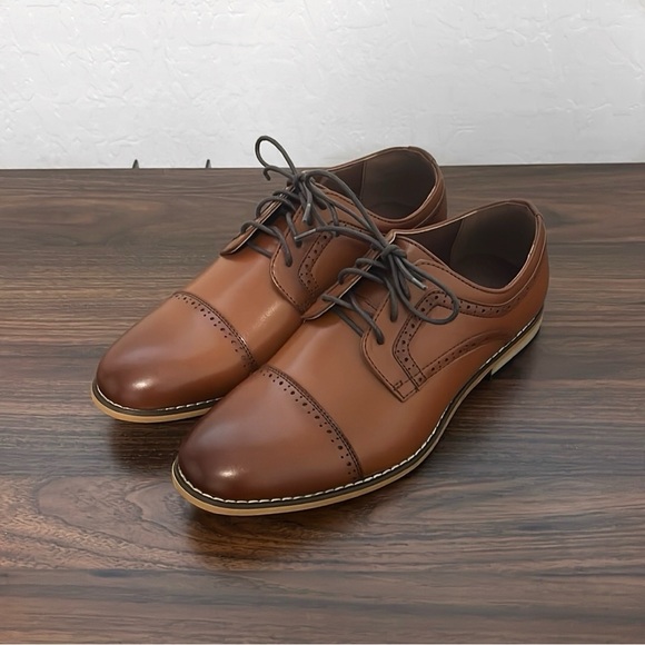 Stacy Adams 6M Dickinson Lace Up Oxfords Men's Dress Workwear Fancy Cognac Shoes - Picture 1 of 7